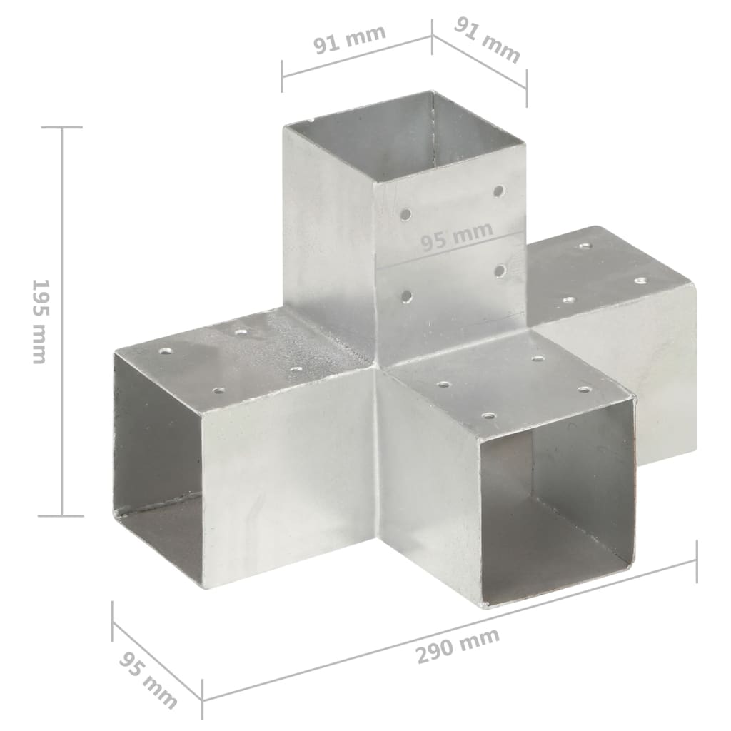 vidaXL Post Connector X Shape Galvanised Metal 91x91 mm