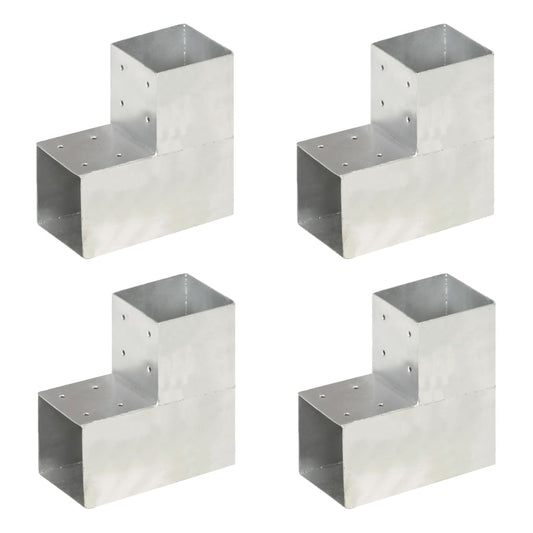 vidaXL Post Connectors 4 pcs L Shape Galvanised Metal 101x101 mm