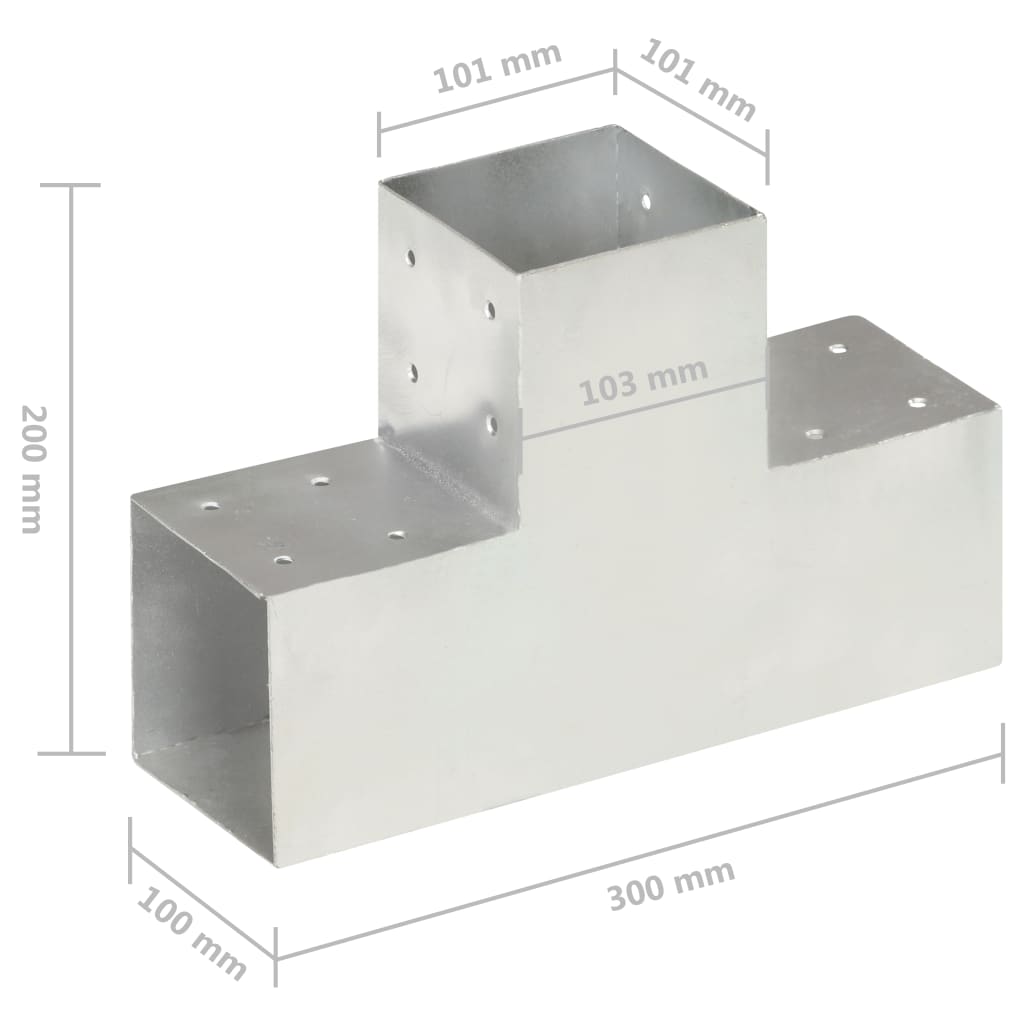 Post Connector T Shape Galvanised Metal 101x101 mm