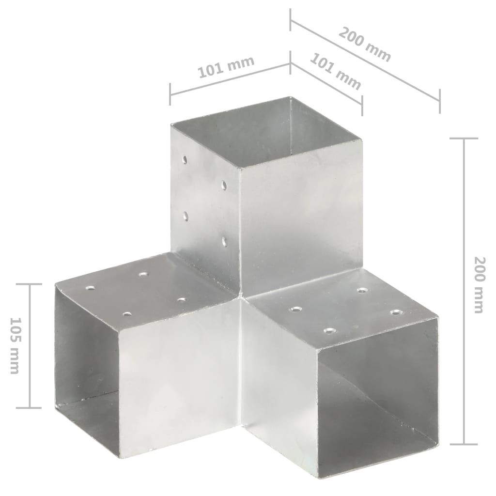 vidaXL Post Connector Y Shape Galvanised Metal 101x101 mm