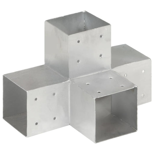 vidaXL Post Connector X Shape Galvanised Metal 101x101 mm