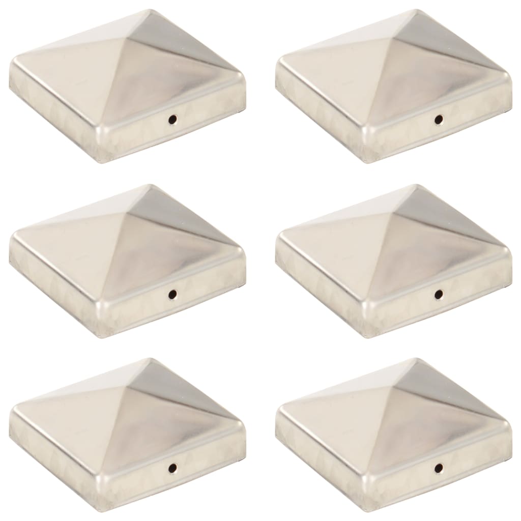 Pyramid Fence Post Caps 6 pcs Stainless Steel 81x81 mm