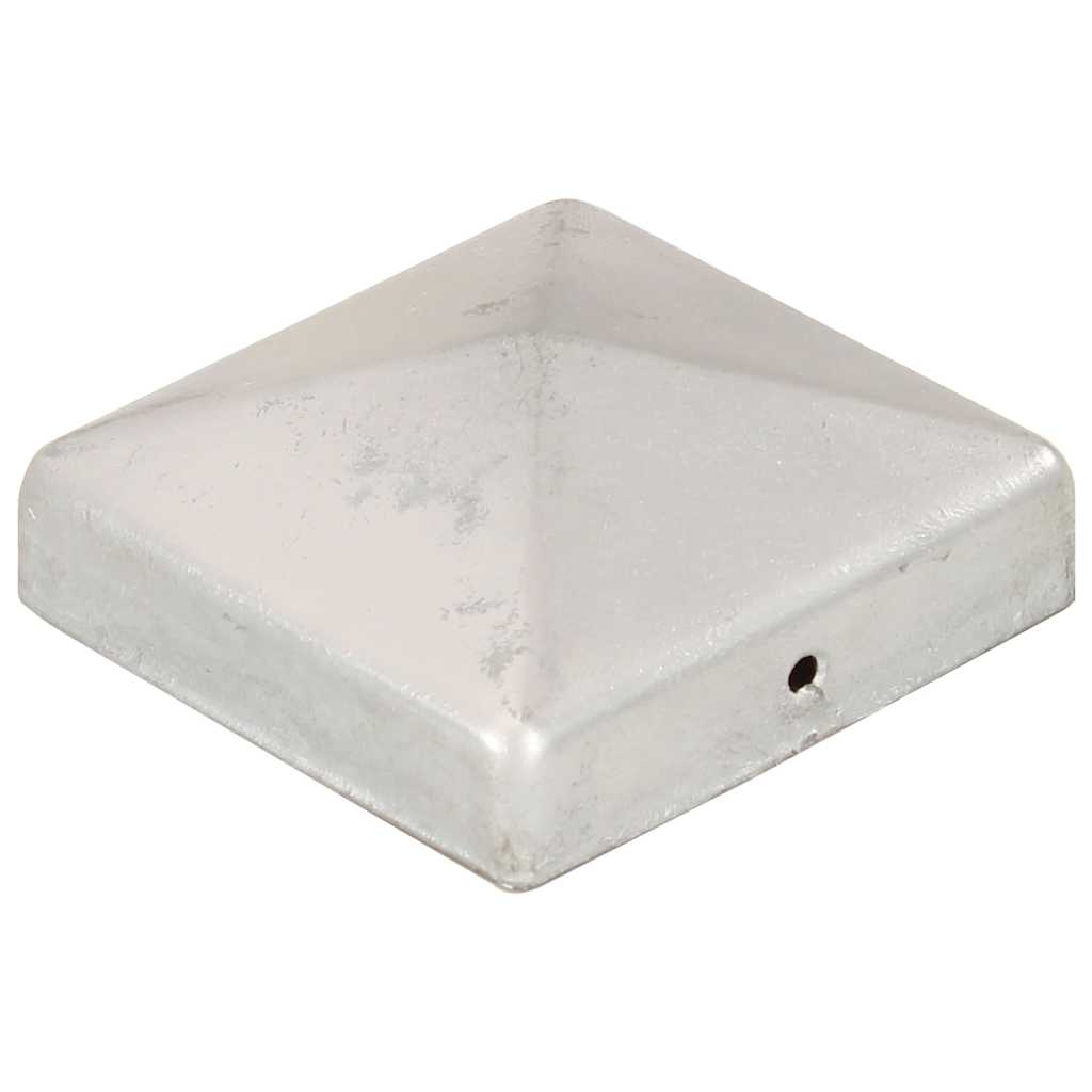 Pyramid Fence Post Caps 6 pcs Galvanised Metal 81x81 mm