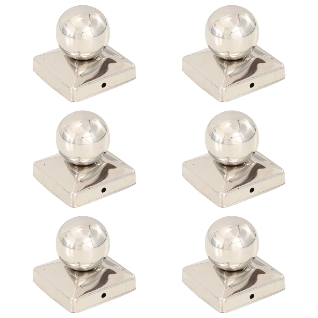 145494 vidaXL Post Caps 6 pcs Globe Final Stainless Steel 81x81 mm