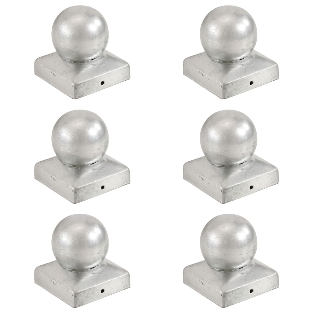 vidaXL Post Caps 6 pcs Globe Final Galvanised Metal 71x71 mm