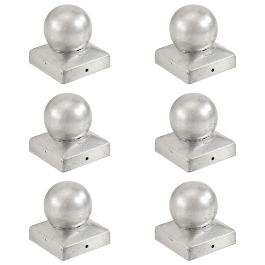 vidaXL Post Caps 6 pcs Globe Final Galvanised Metal 71x71 mm