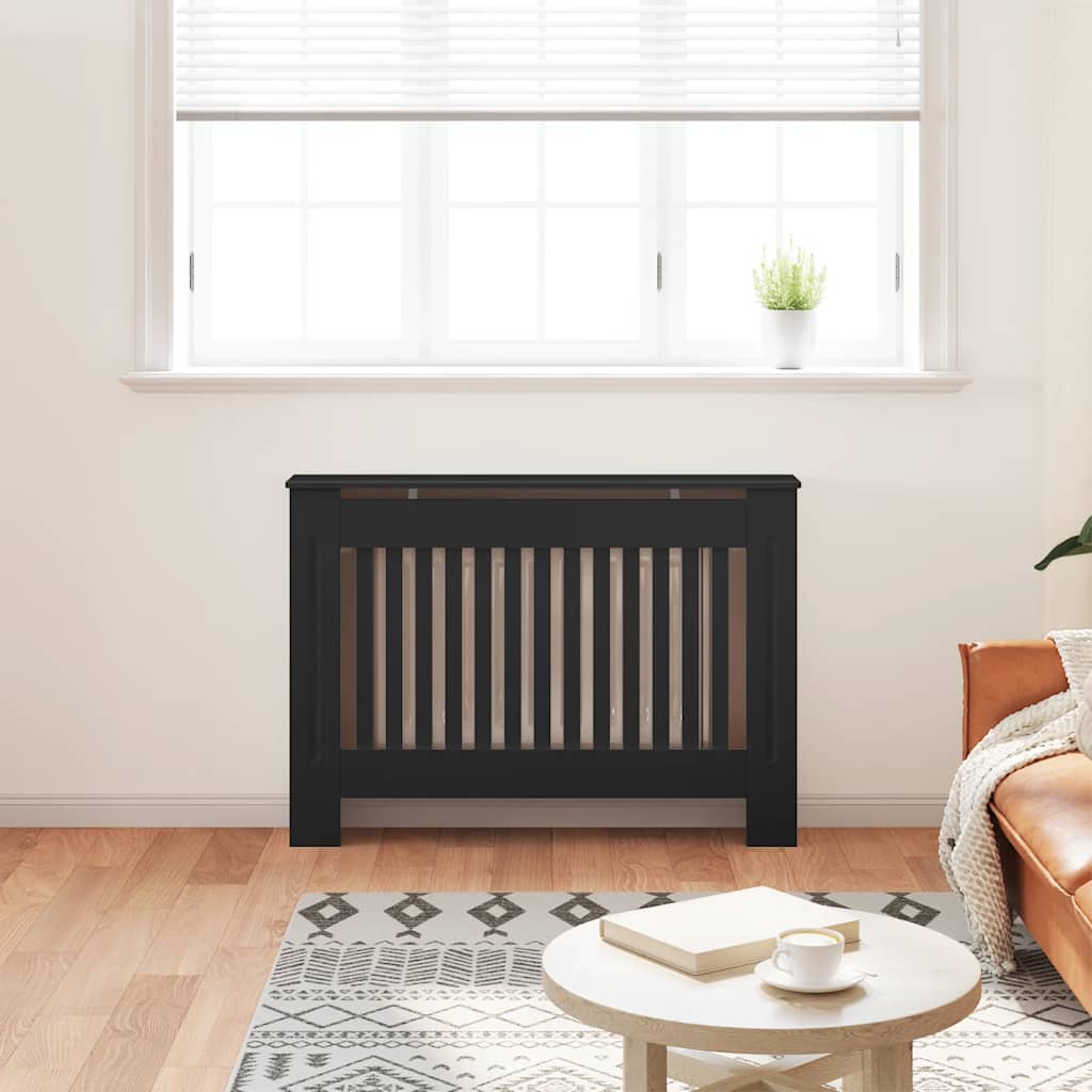 Radiator Cover Black 112x19x81.5 cm Engineered Wood