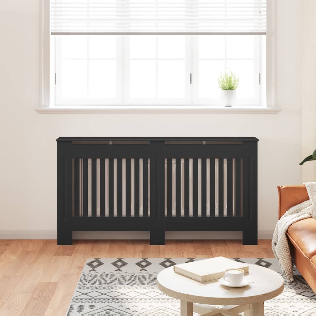 Radiator Cover Black 152x19x81.5 cm Engineered Wood