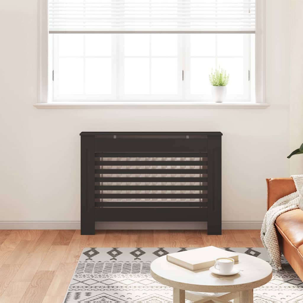 Radiator Cover Black 112x19x81.5 cm MDF