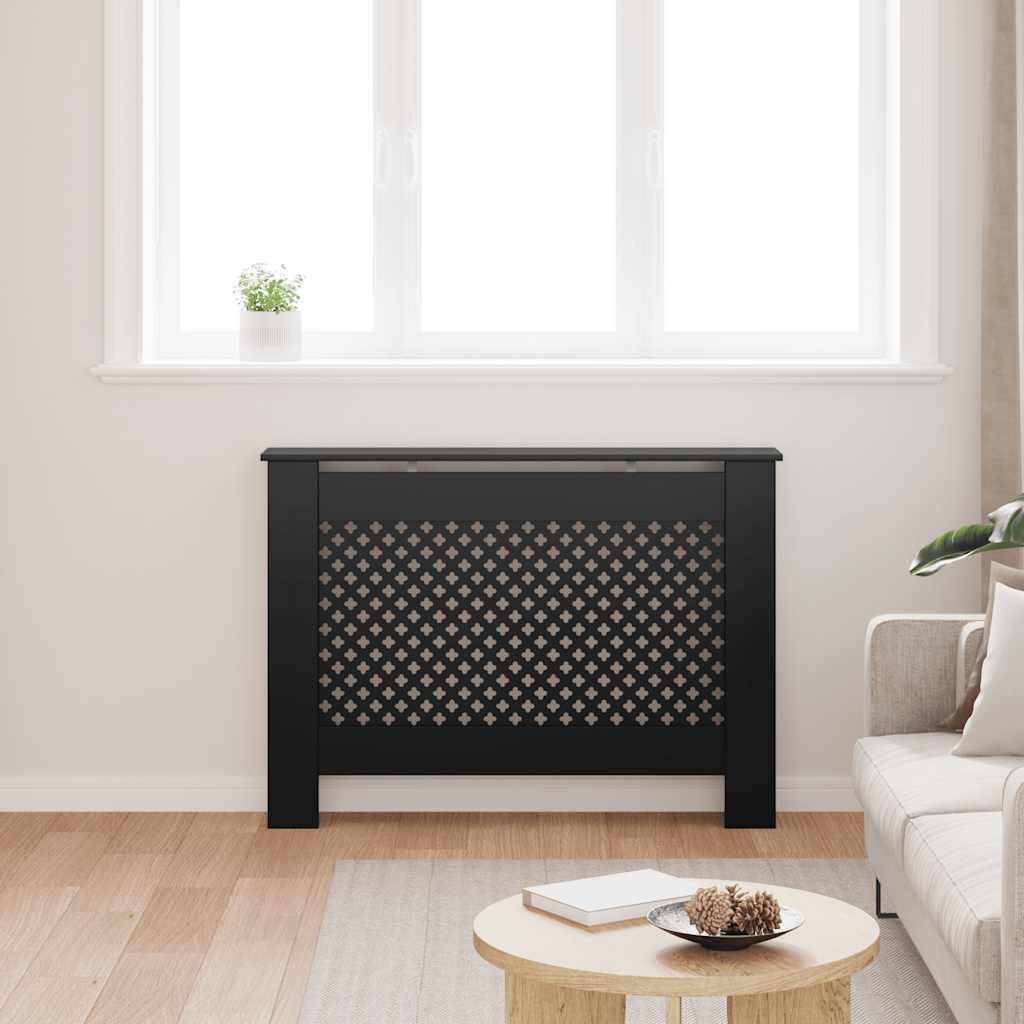 Radiator Cover Black 112x19x81.5 cm MDF