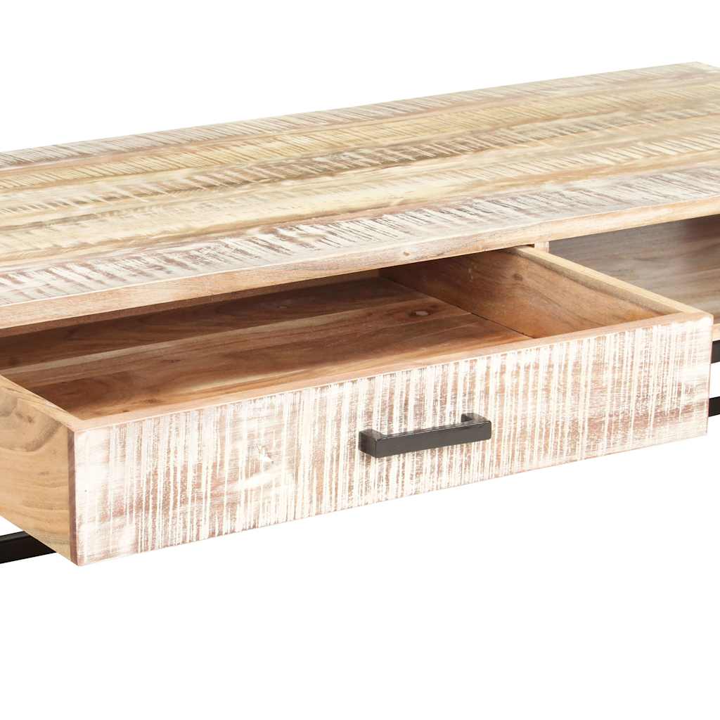 287329 vidaXL Coffee Table White 117x50x30 cm Solid Acacia Wood