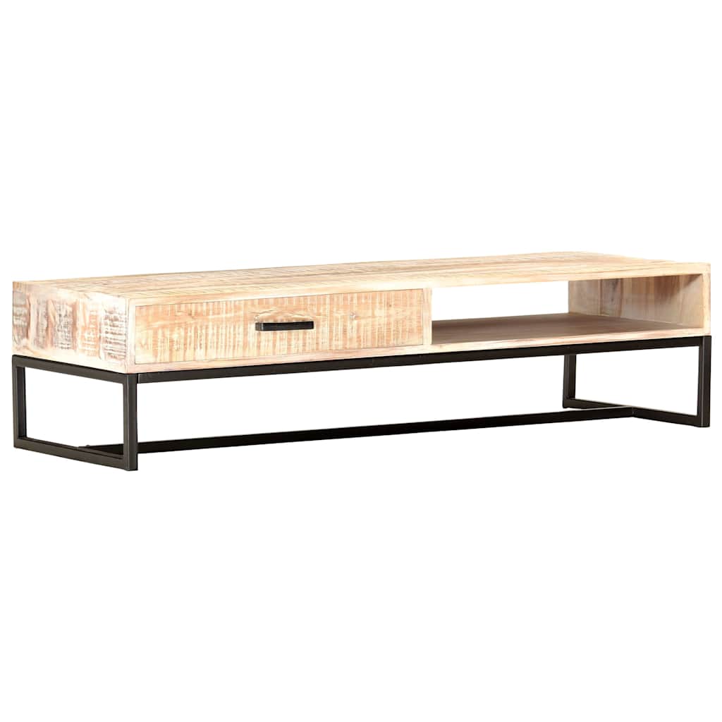 287329 vidaXL Coffee Table White 117x50x30 cm Solid Acacia Wood