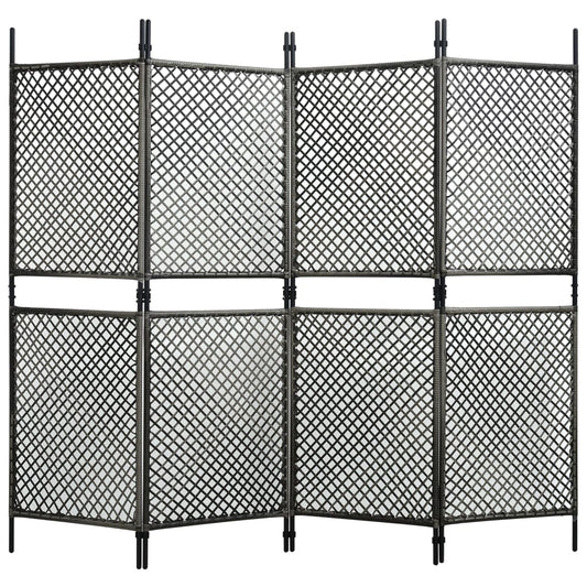 vidaXL 4-Panel Room Divider Poly Rattan Anthracite 240x200 cm