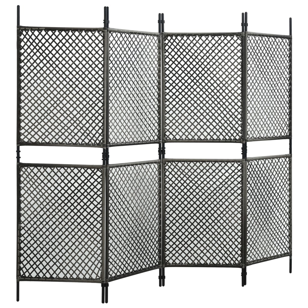 vidaXL 4-Panel Room Divider Poly Rattan Anthracite 240x200 cm