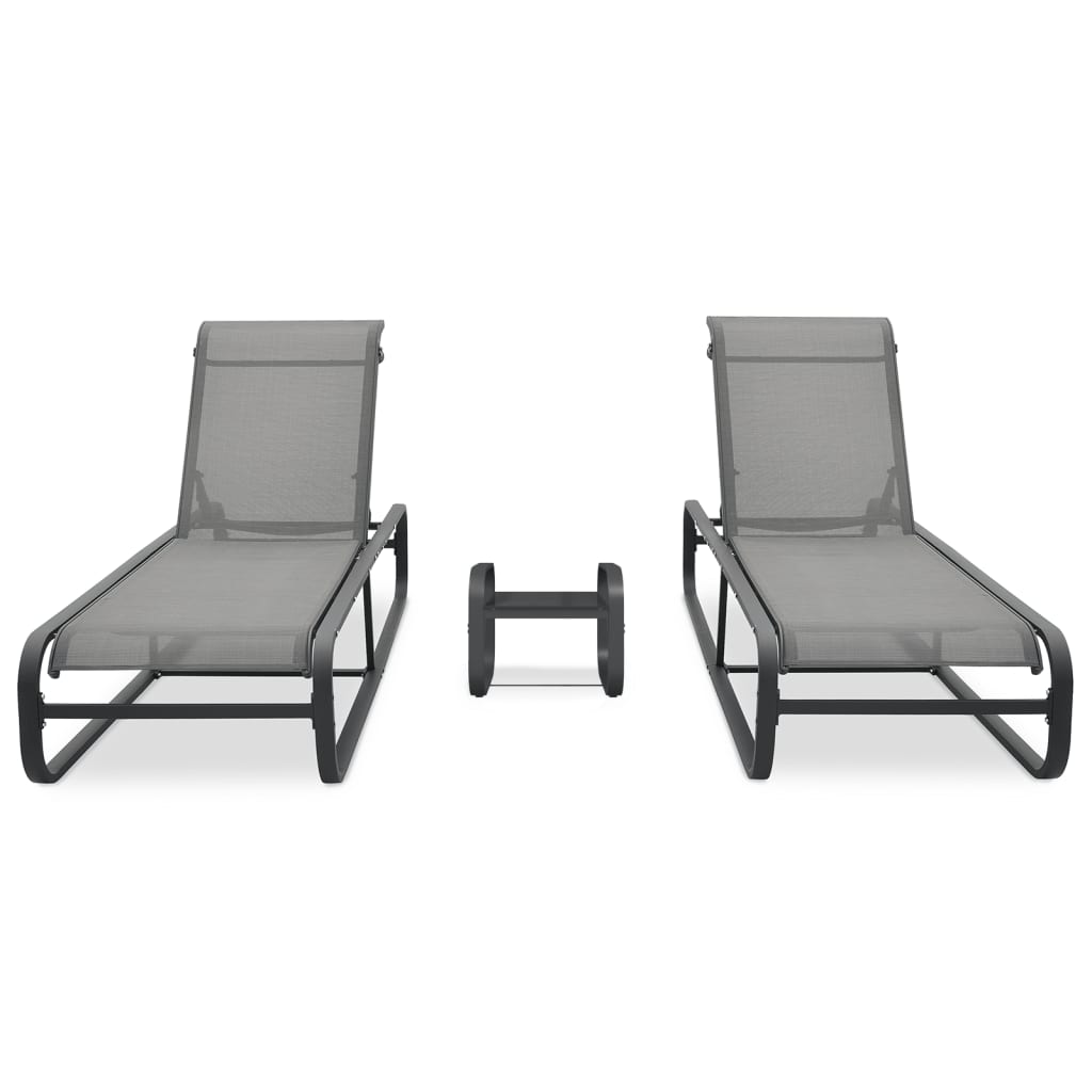 vidaXL Sun Loungers 2 pcs with Table Textilene and Aluminium