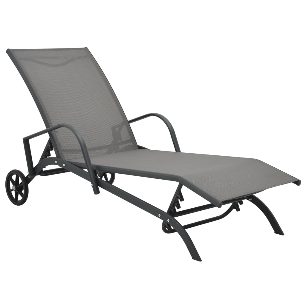 vidaXL Sun Loungers 2 pcs with Table Textilene and Steel