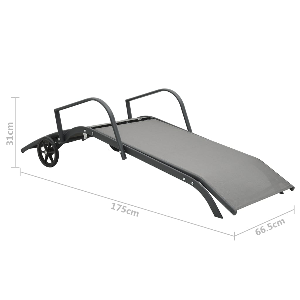 vidaXL Sun Loungers 2 pcs with Table Textilene and Steel