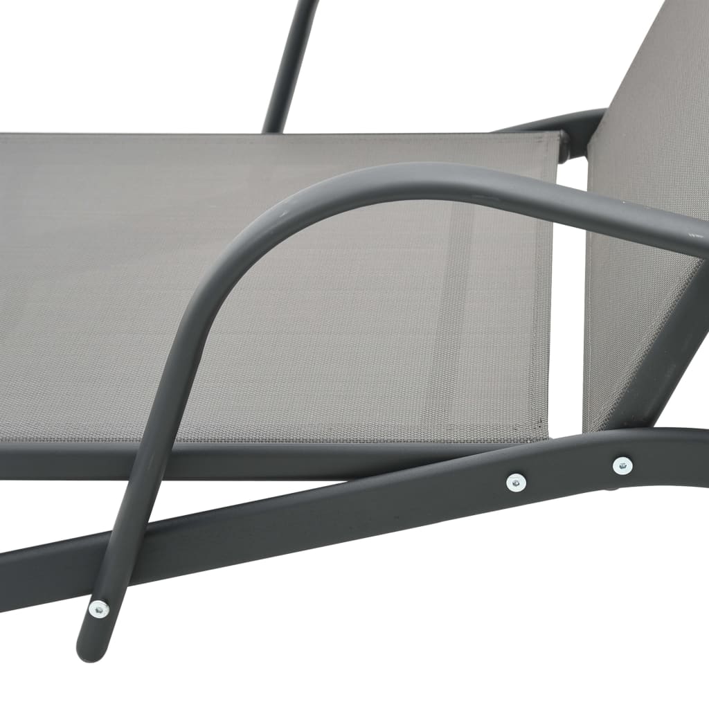 vidaXL Sun Loungers 2 pcs with Table Textilene and Steel