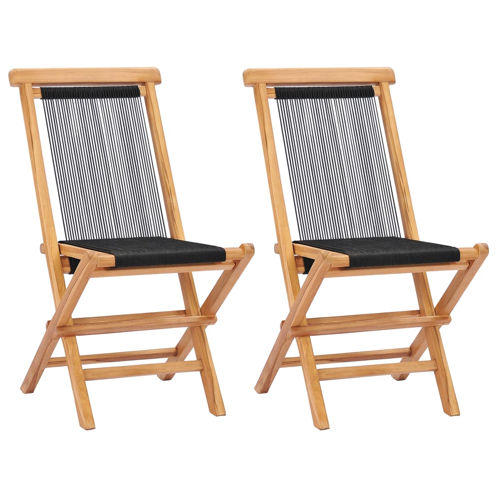 vidaXL Folding Garden Chairs 2 pcs Solid Teak Wood and Rope