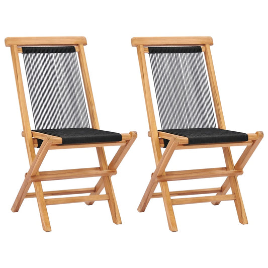 vidaXL Folding Garden Chairs 2 pcs Solid Teak Wood and Rope