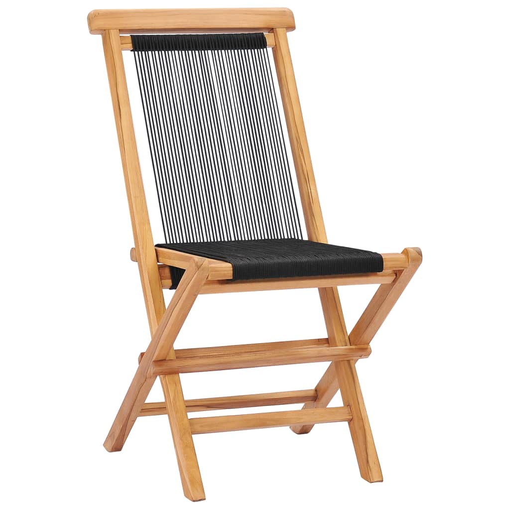 vidaXL Folding Garden Chairs 2 pcs Solid Teak Wood and Rope