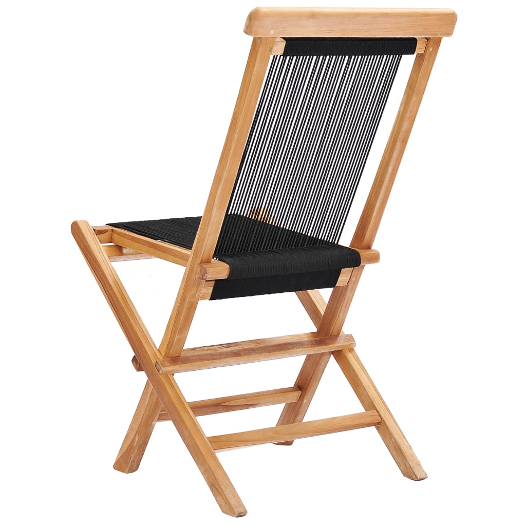 vidaXL Folding Garden Chairs 2 pcs Solid Teak Wood and Rope