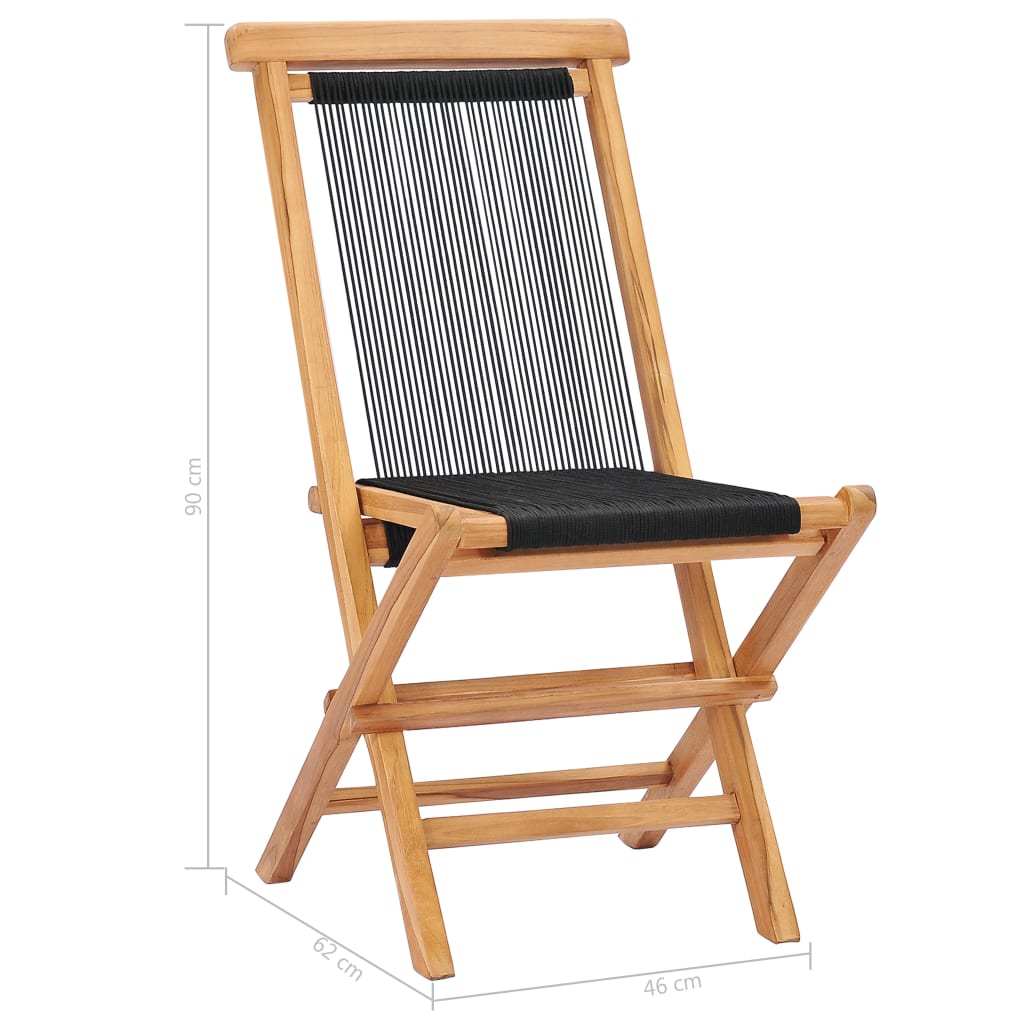 vidaXL Folding Garden Chairs 2 pcs Solid Teak Wood and Rope