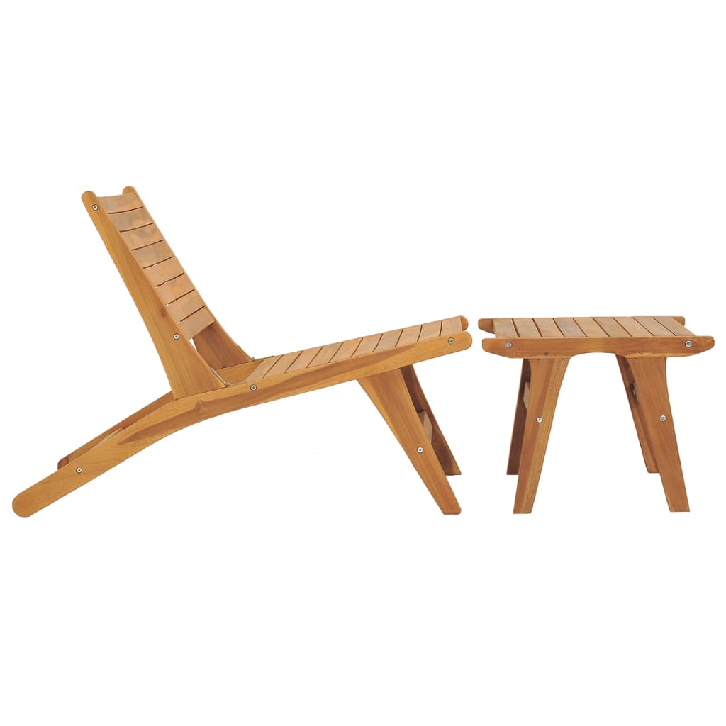 Chaise de jardin avec repose-pieds en bois de teck massif