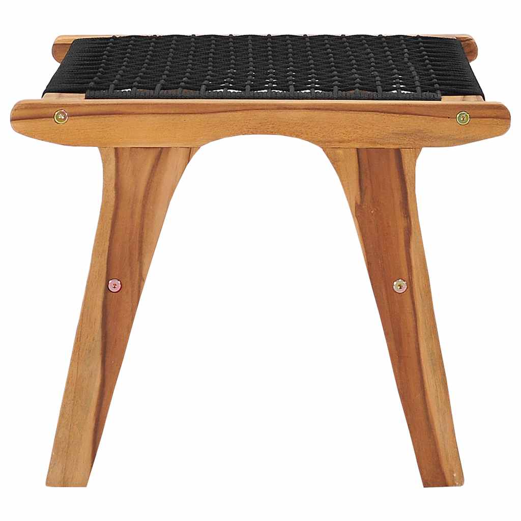 49368 vidaXL Sun Lounger with Footrest Solid Teak Wood and Rope