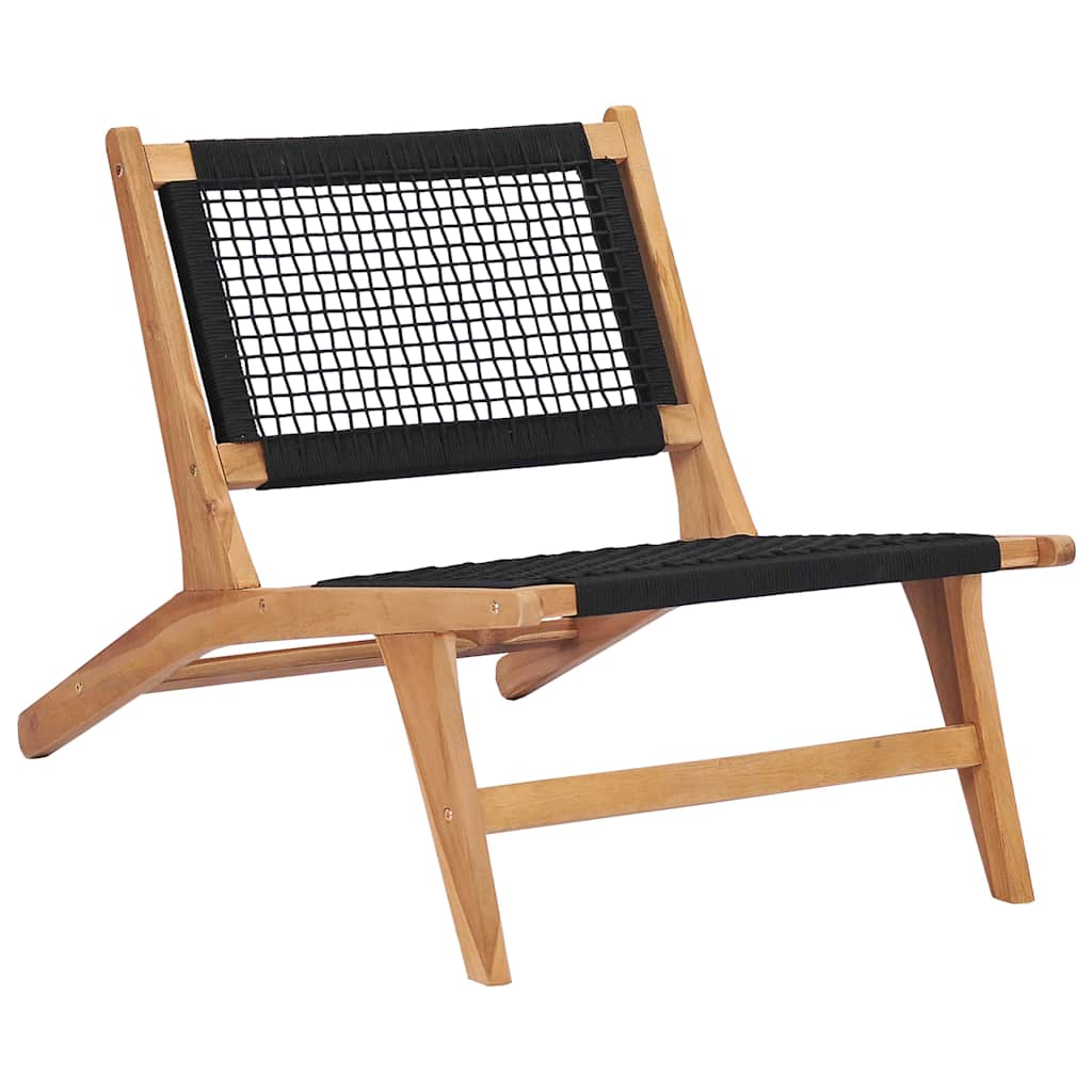 49368 vidaXL Sun Lounger with Footrest Solid Teak Wood and Rope