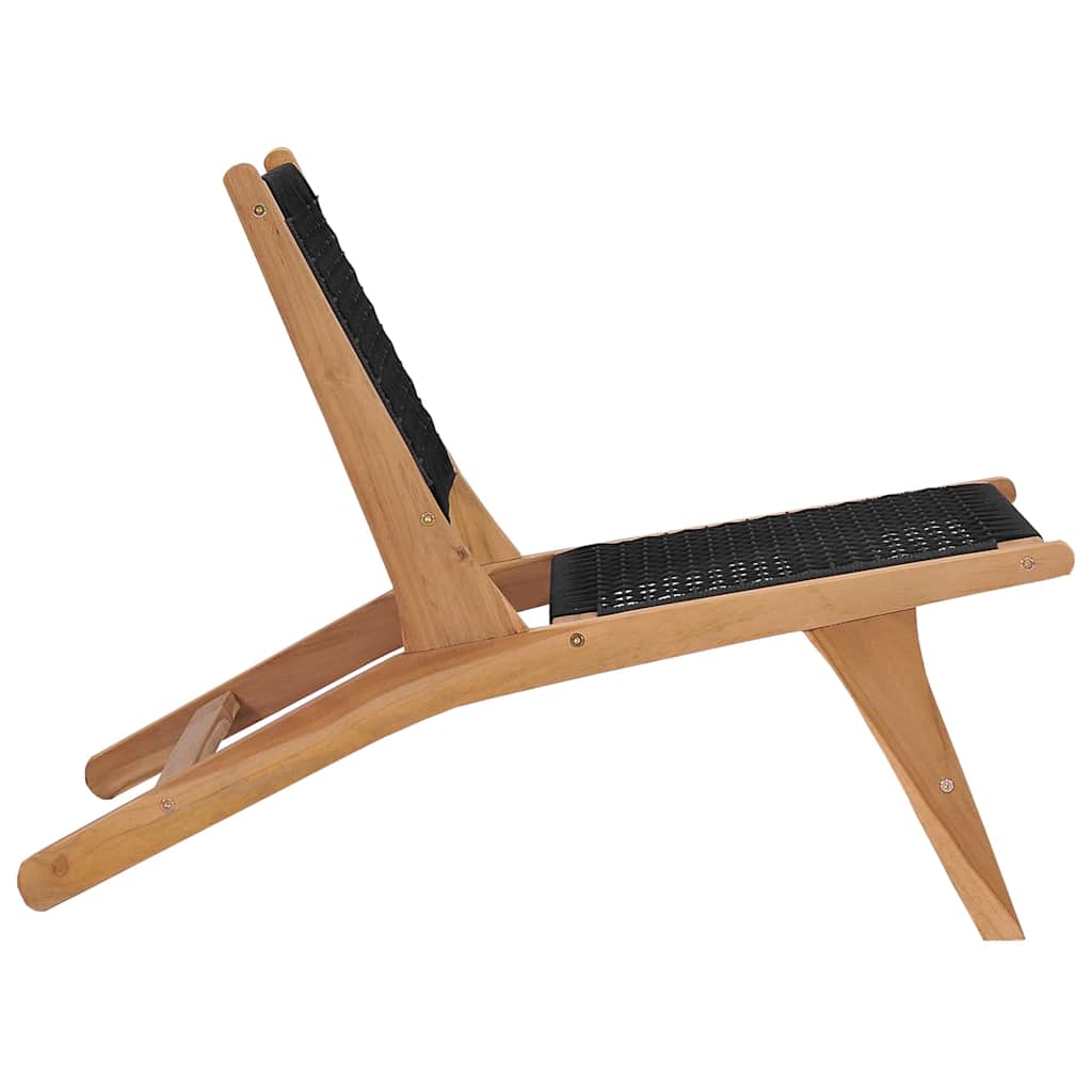 49368 vidaXL Sun Lounger with Footrest Solid Teak Wood and Rope