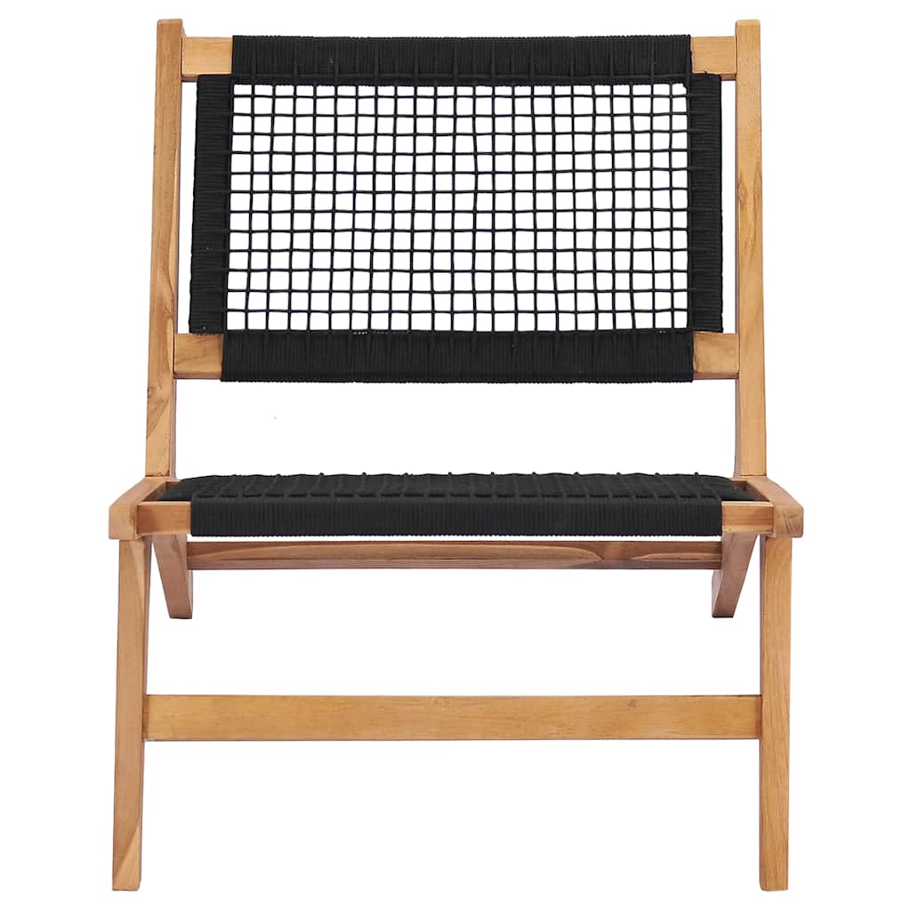 49368 vidaXL Sun Lounger with Footrest Solid Teak Wood and Rope