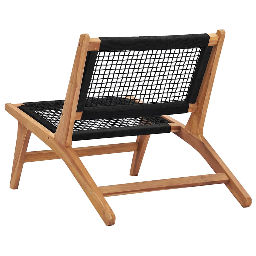49368 vidaXL Sun Lounger with Footrest Solid Teak Wood and Rope