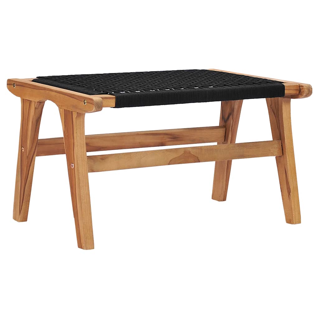 49368 vidaXL Sun Lounger with Footrest Solid Teak Wood and Rope