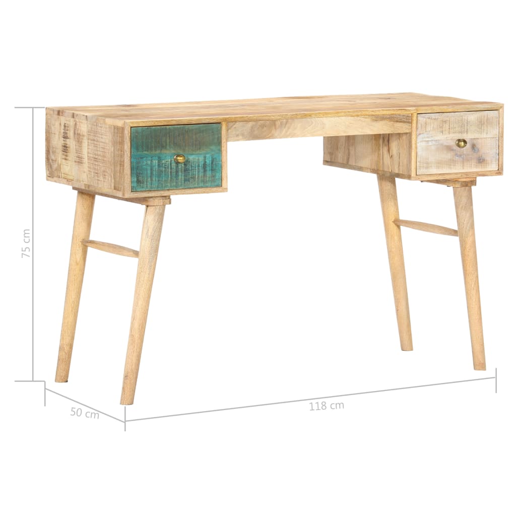 vidaXL Desk 118x50x75 cm Solid Mango Wood