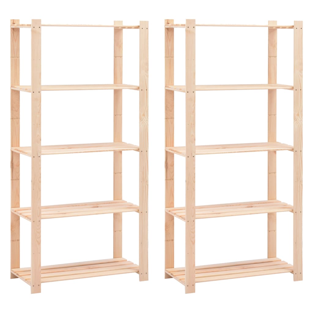 vidaXL 5-Tier Storage Racks 2 pcs 80x38x170 cm Solid Pinewood 250 kg
