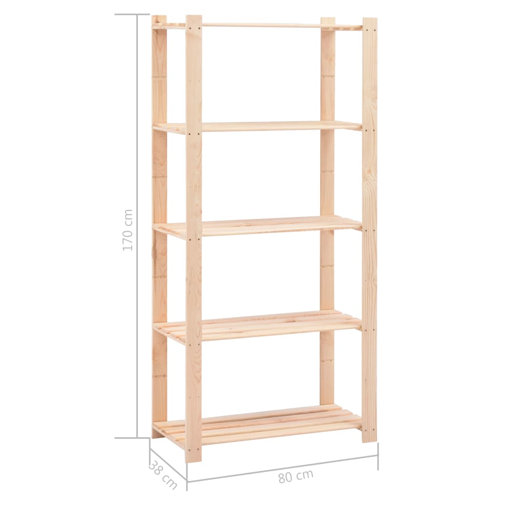 vidaXL 5-Tier Storage Racks 2 pcs 80x38x170 cm Solid Pinewood 250 kg