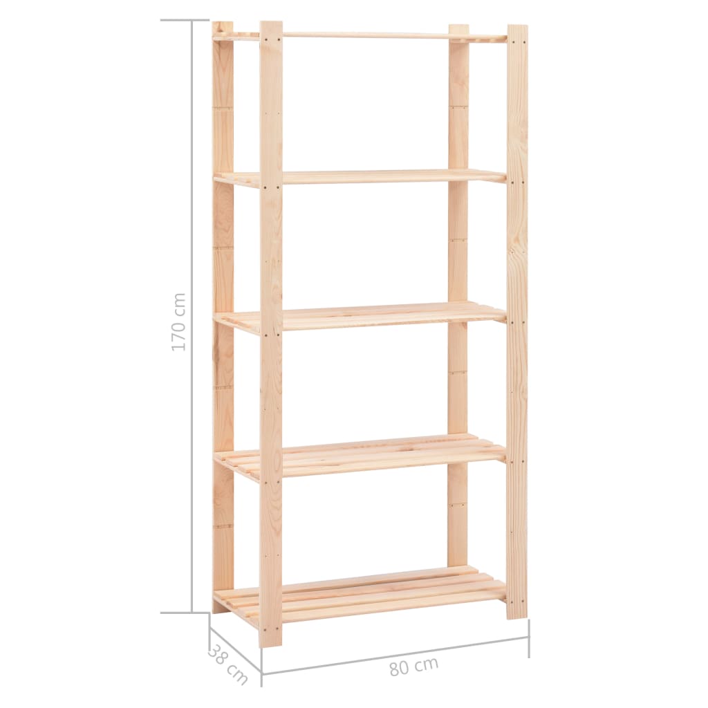 vidaXL 5-Tier Storage Racks 3 pcs 80x38x170 cm Solid Pinewood 250 kg