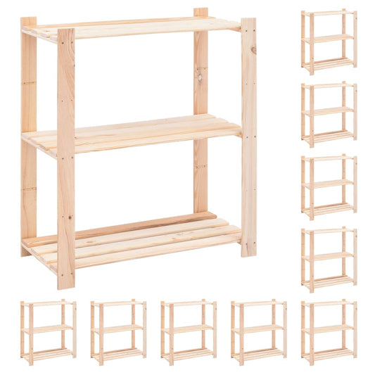 vidaXL 3-Tier Storage Racks 10 pcs 80x38x90 cm Solid Pinewood 150 kg