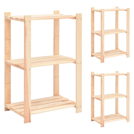 vidaXL 3-Tier Storage Racks 3 pcs 60x38x90 cm Solid Pinewood 150 kg