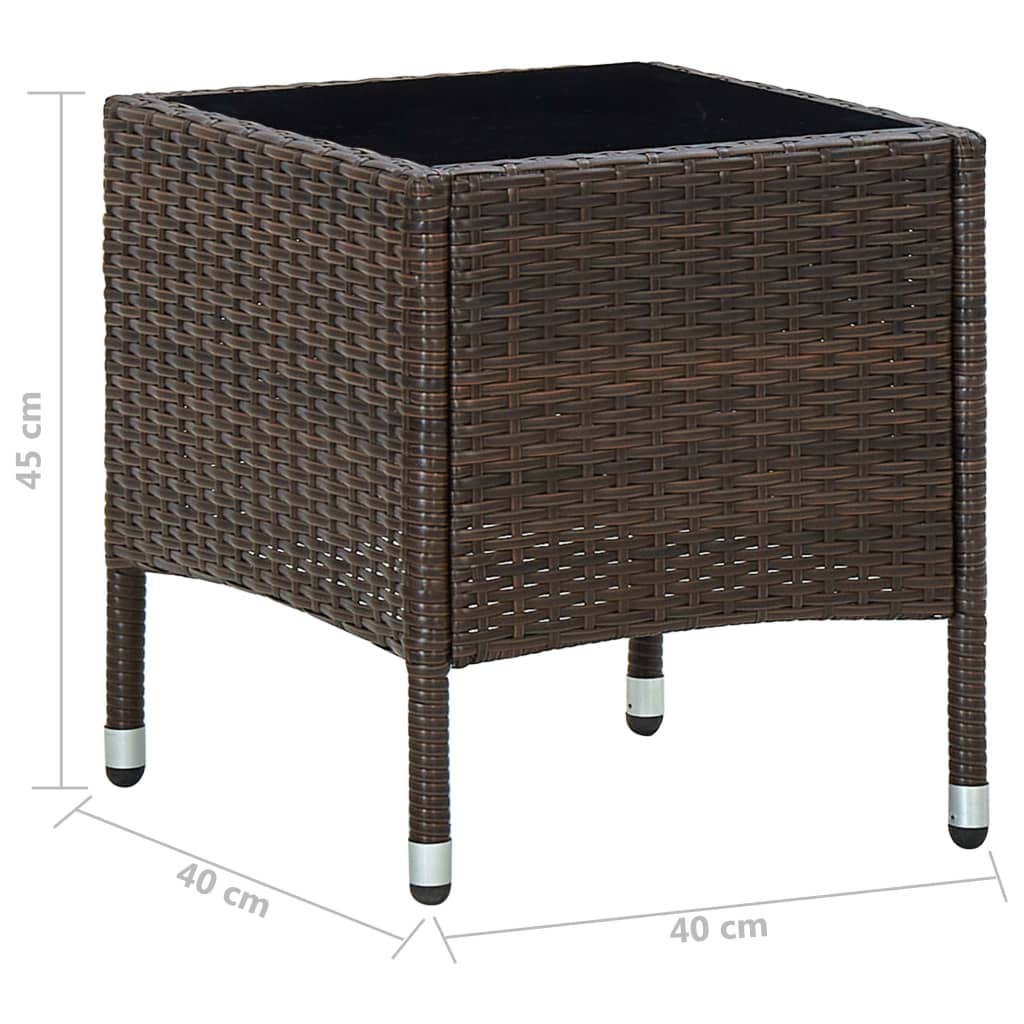 vidaXL Garden Table Brown 40x40x45 cm Poly Rattan