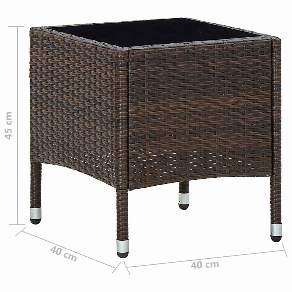 45900 vidaXL Garden Table Brown 40x40x45 cm Poly Rattan