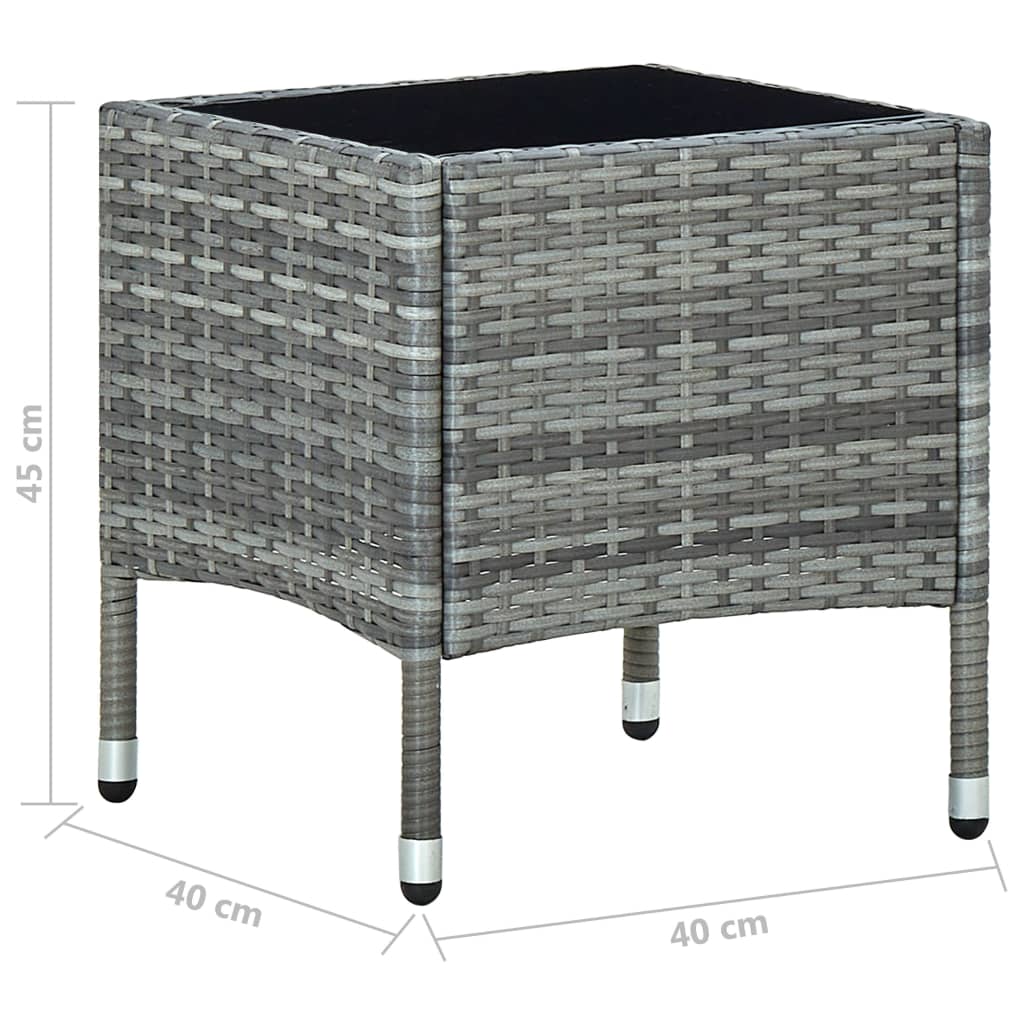 vidaXL Garden Table Grey 40x40x45 cm Poly Rattan