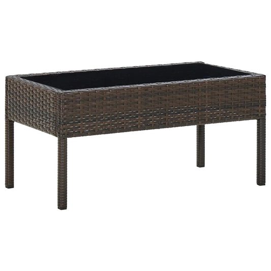 vidaXL Garden Table Brown 75x40x37 cm Poly Rattan