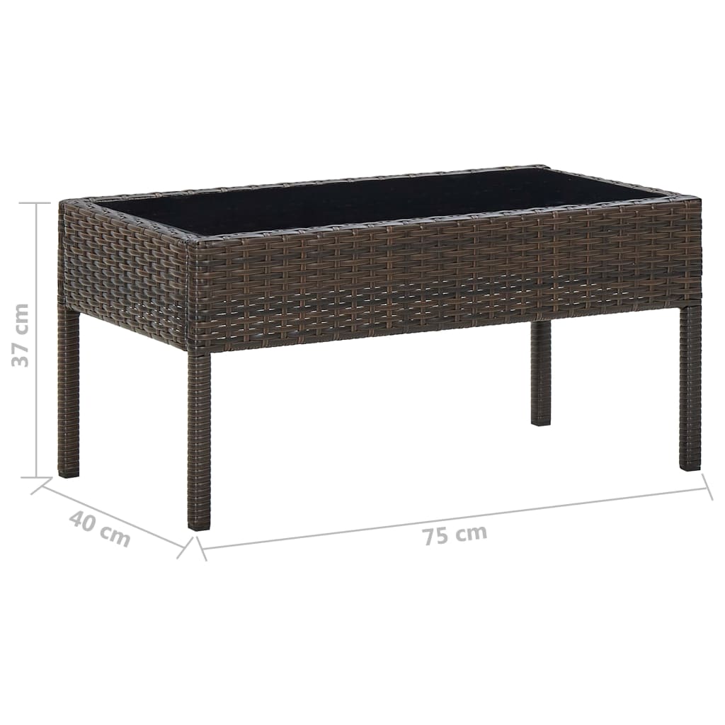 vidaXL Garden Table Brown 75x40x37 cm Poly Rattan