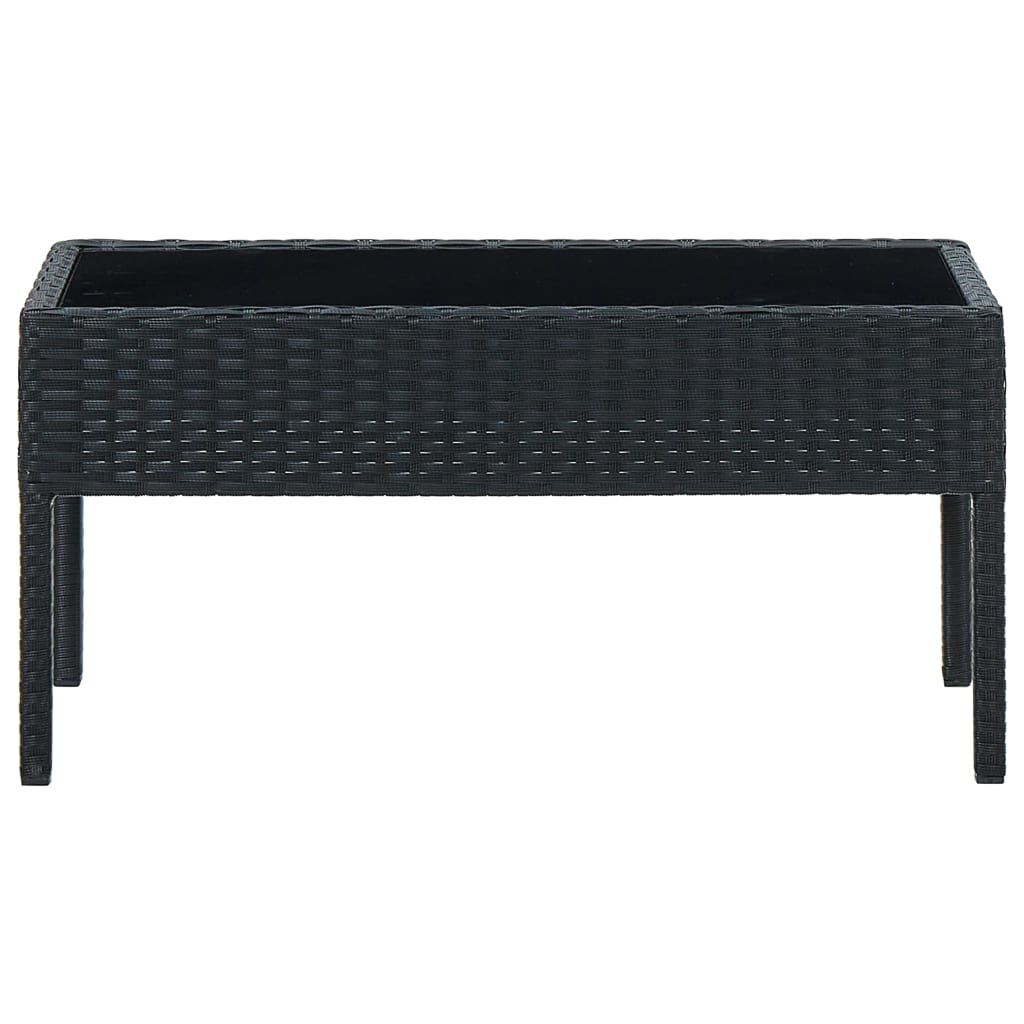 vidaXL Garden Table Black 75x40x37 cm Poly Rattan