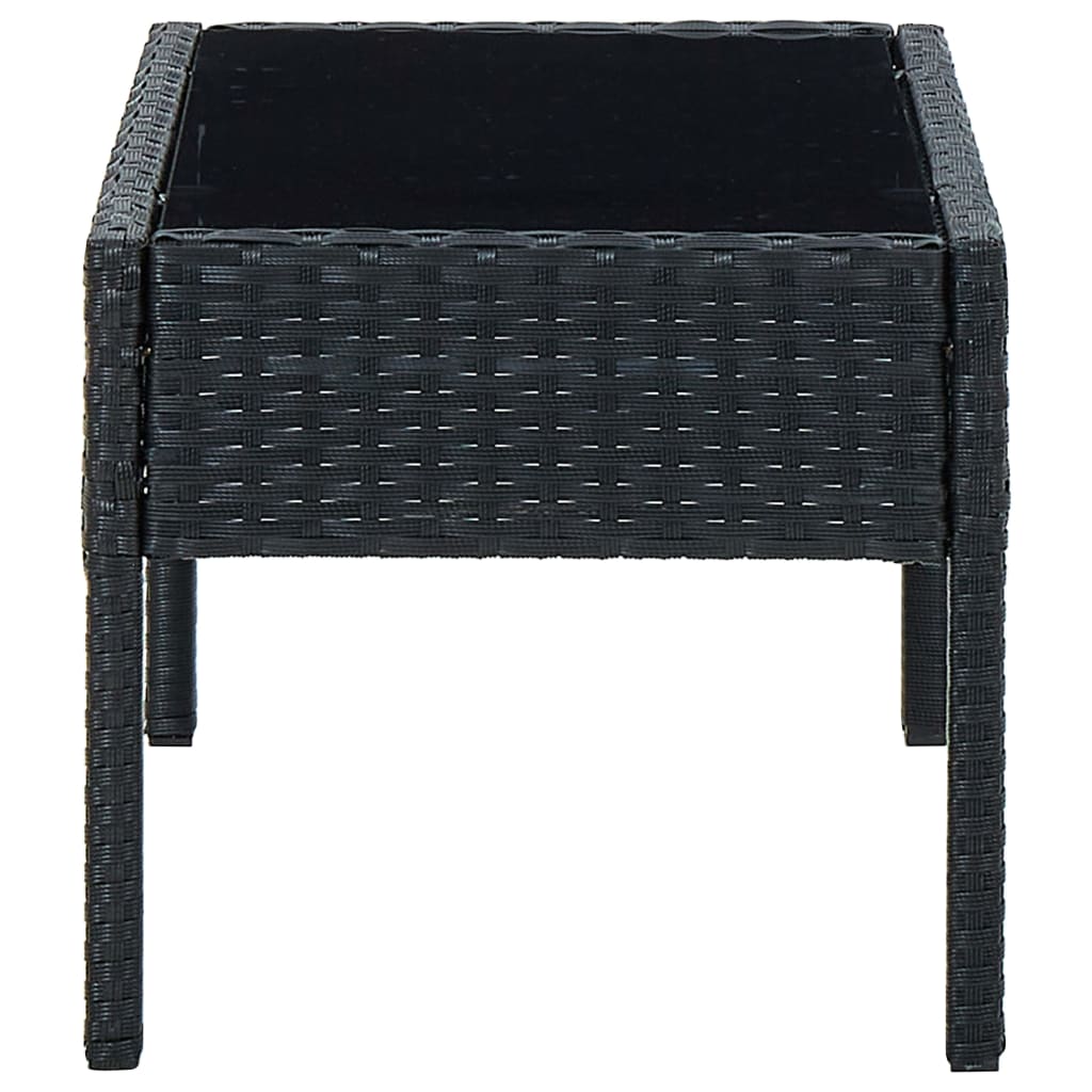 vidaXL Garden Table Black 75x40x37 cm Poly Rattan