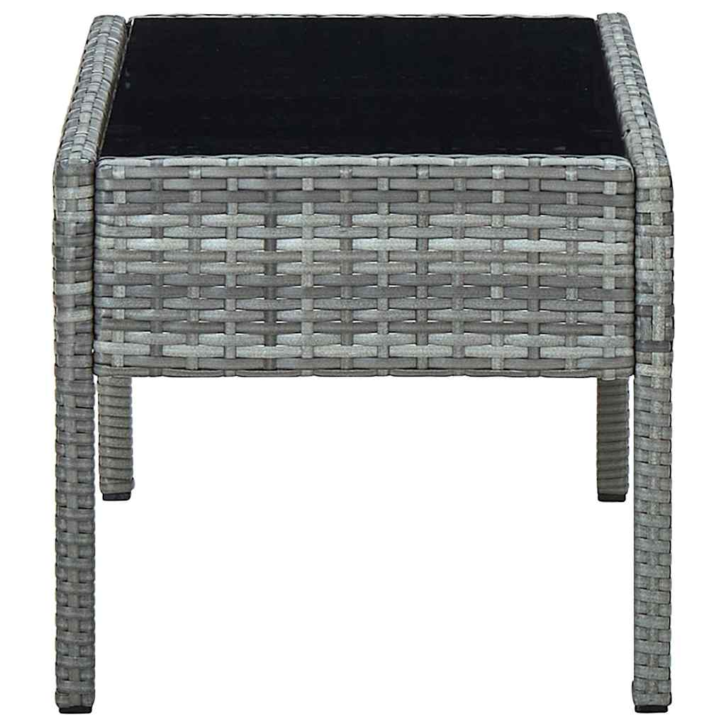45905 vidaXL Garden Table Grey 75x40x37 cm Poly Rattan