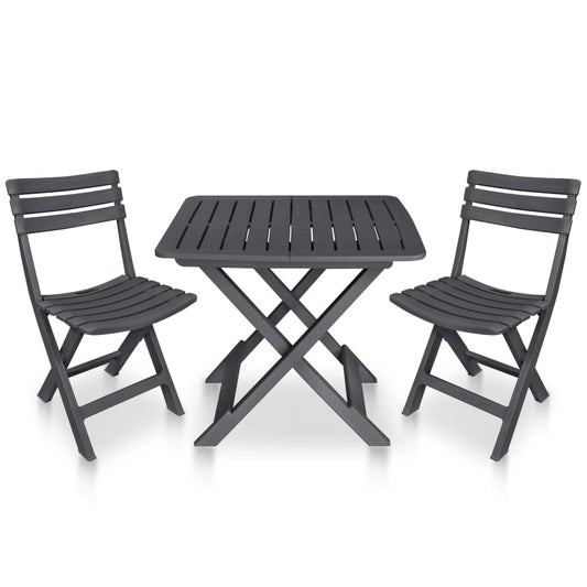 vidaXL 3 Piece Folding Bistro Set Plastic Anthracite