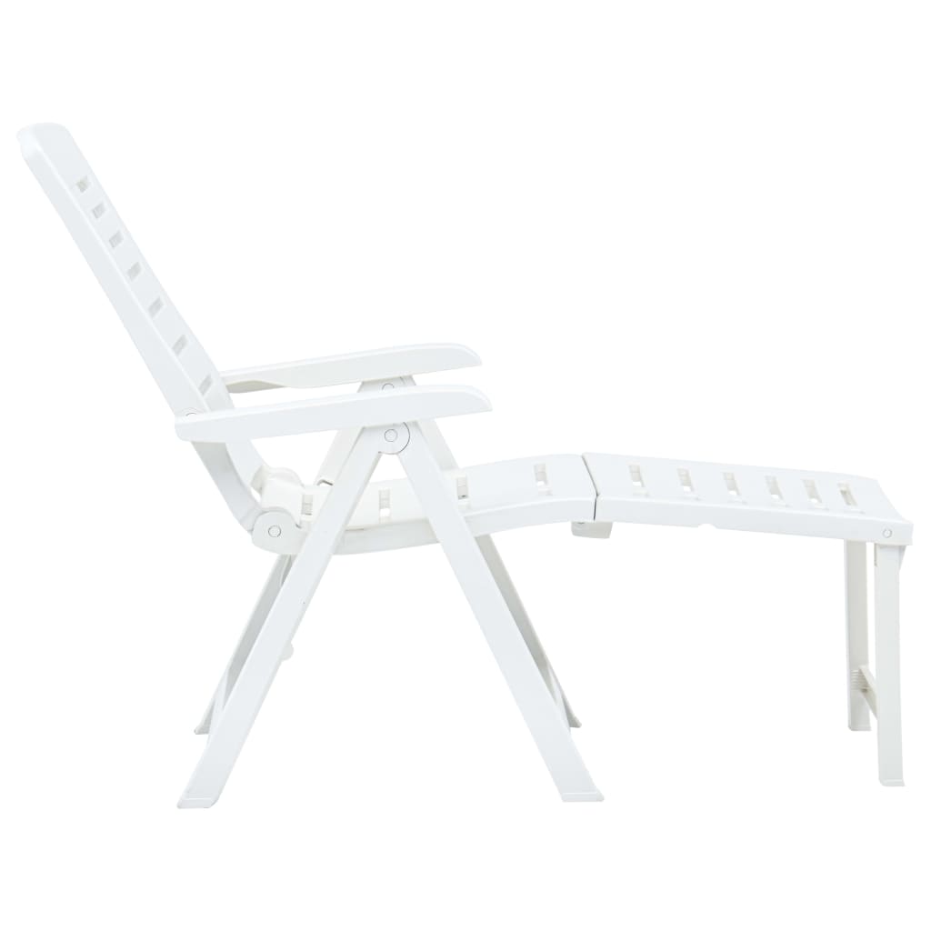 vidaXL Folding Sun Lounger Plastic White